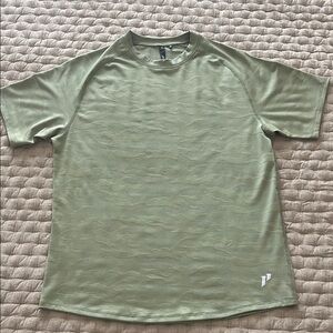 Sage Green Crew Neck Short Sleeve Tee with Subtle Logo